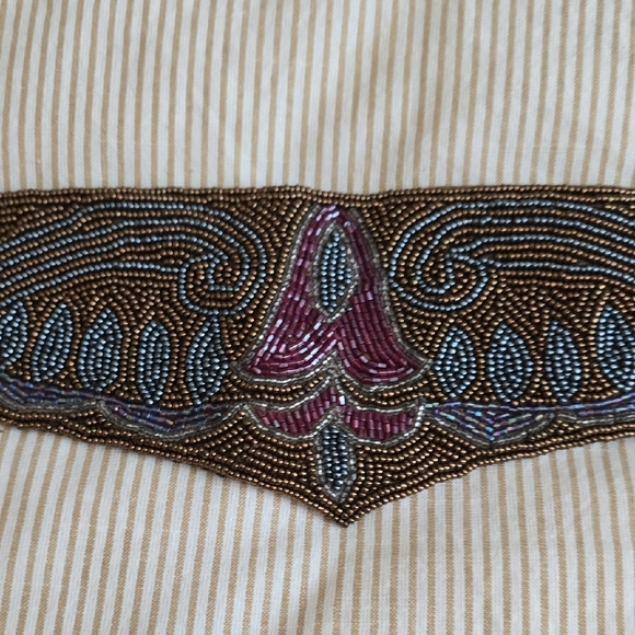 Vintage Artisan Beaded Women's Belt in Purple and Bronze Velcro Closure - Picture 11 of 11
